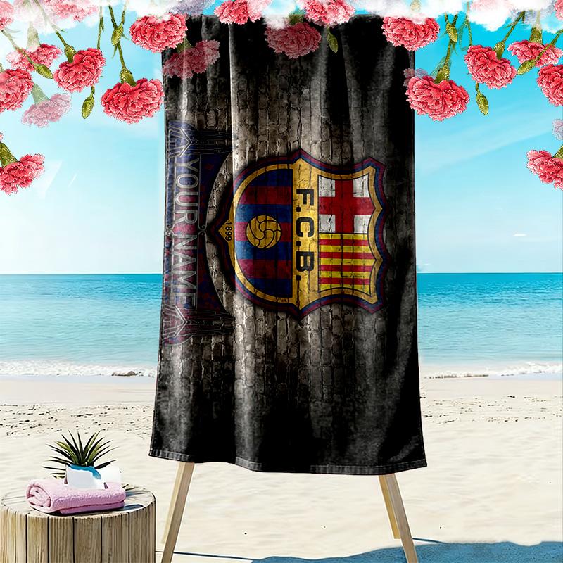 FC Barcelona Print Beach Towel, Large Soft Quick Dry Towel for Beach Camping Swimming