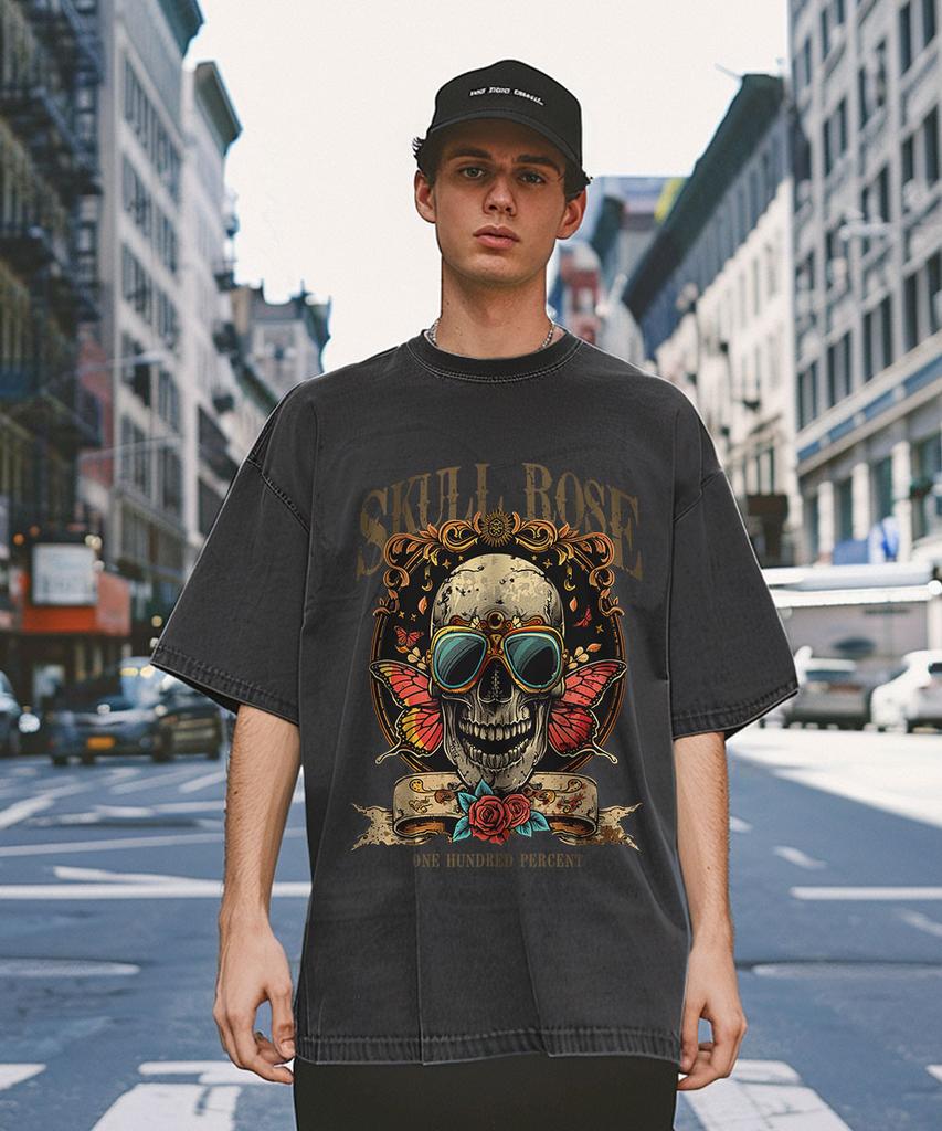 OHP Ohpxharmonia4 Skull Rose Pigment Short Sleeve Tee M