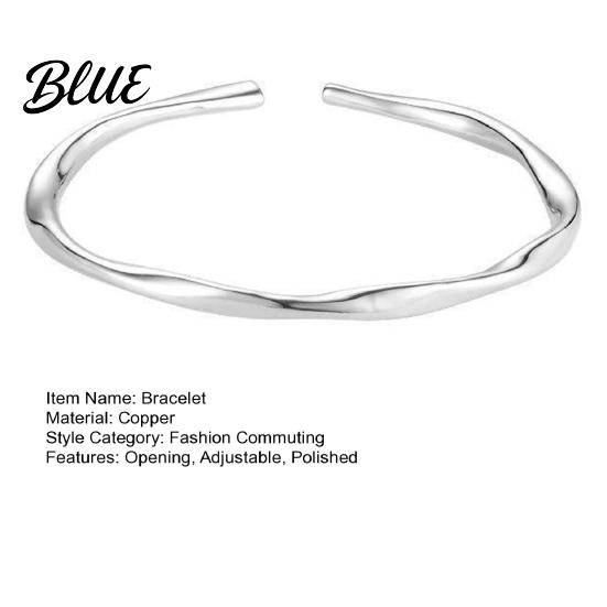 Adjustable Bracelet Lady Opening Simple Style Smooth Polished Copper Charm