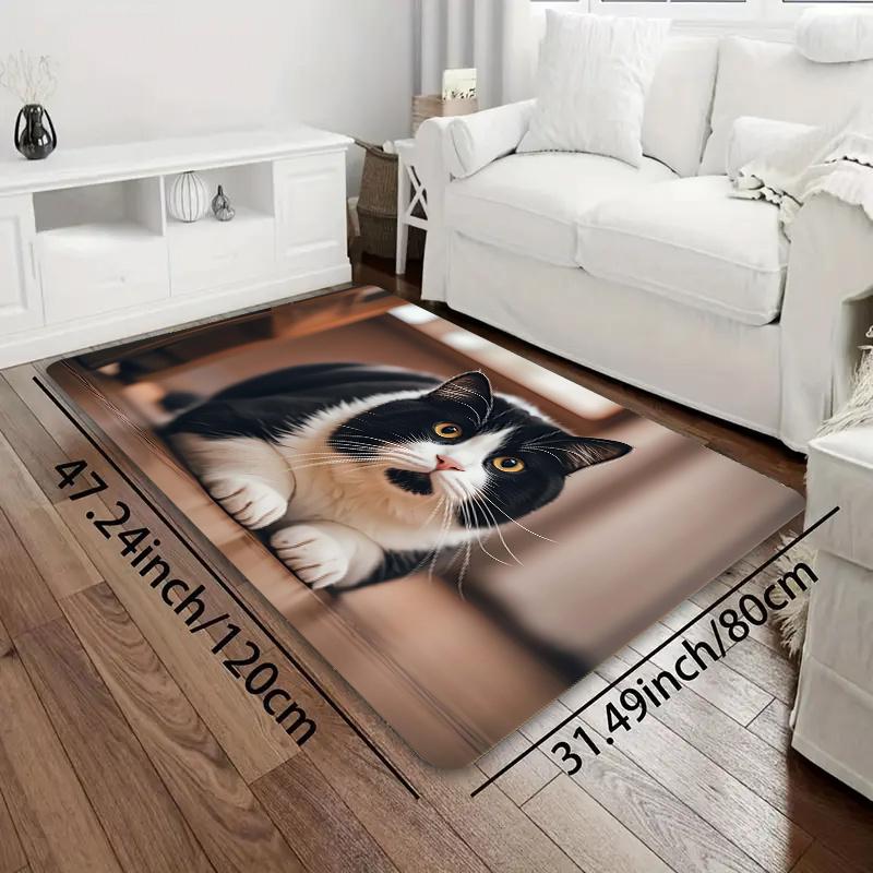 1 Pezzo Tappeti da Cucina Antifatica, Stampa Gatto Bianco Nero Impermeabile Antiscivolo Spesso Ammortizzato Tappetino da Cucina Resistente Tappetino Comfort per Stare in Piedi per Cucina
