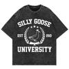 100% Cotton Vintage Washed Silly Goose University T Shirt Fashion Men/Women Retro Loose Wash Tees Shirts T-Shirt