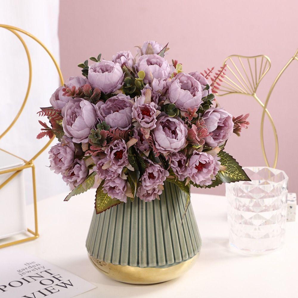

Decor Festival Supplies Living Room For Wedding Rose Bouquet Fake Flower Flower Artificial Peony
