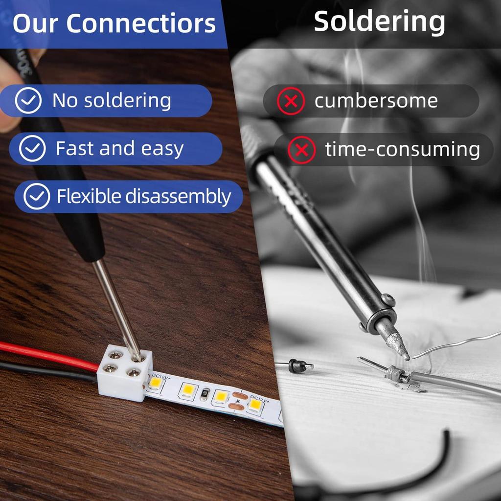 LED Light Strip Connectors 8mm LED Light Connectors User-Friendly LED Connector Versatile LED Strip Light Connectors LED Light