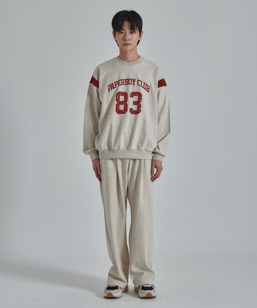 PAPERBOY Pintuck Wide Sweatpants - Oatmeal