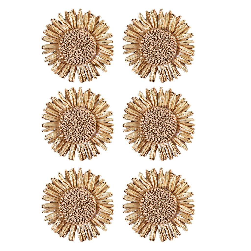 Set Of 6 Handmade Sunflower Designs Napkin Holders Sturdy Napkin Rings Perfect For Enhancing Dining Experience