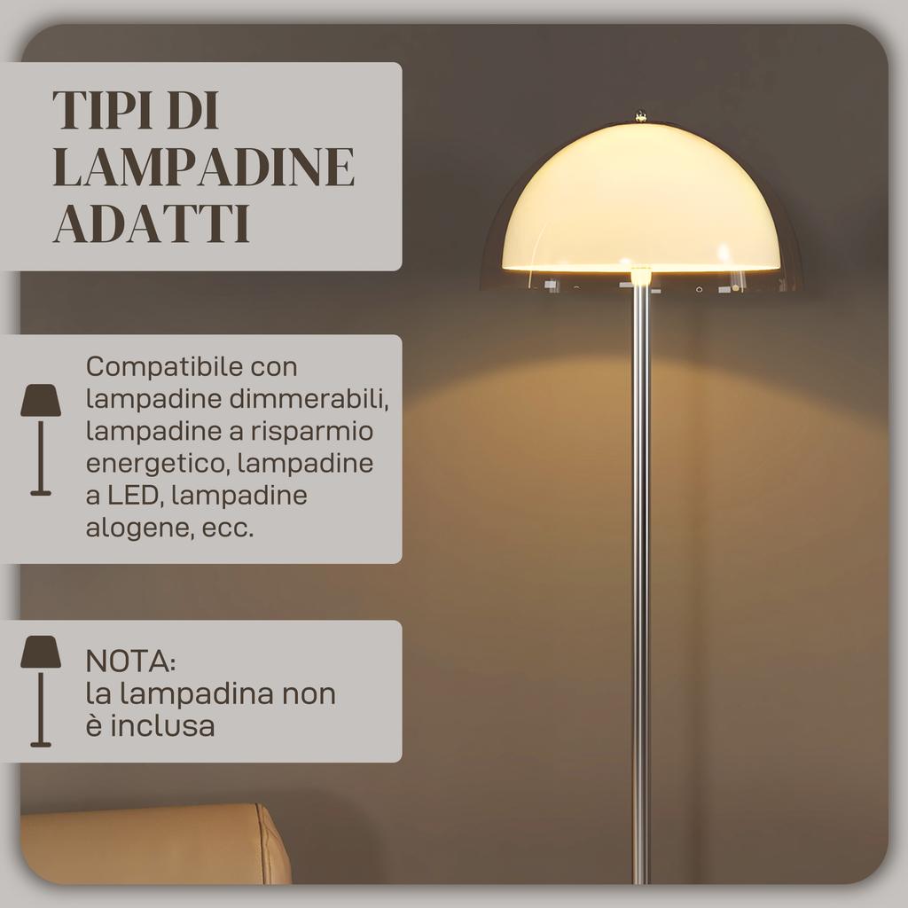 Modern Floor Lamp with Double-Layer Lampshade, in Metal and Acrylic, diameter 35x150 cm, White