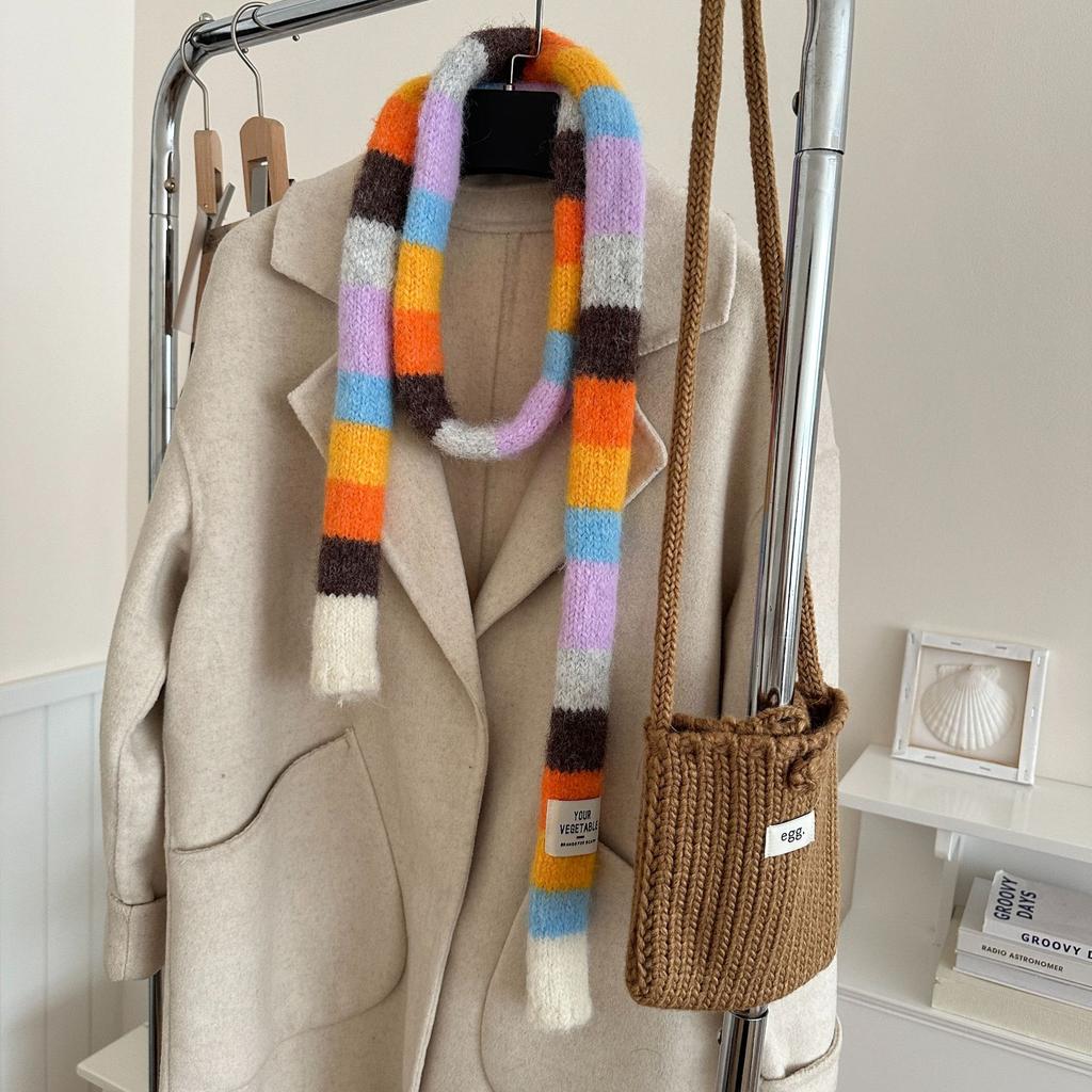 Striped Narrow Scarf Autumn/Winter New Style Men's and Women's Fashionable Items