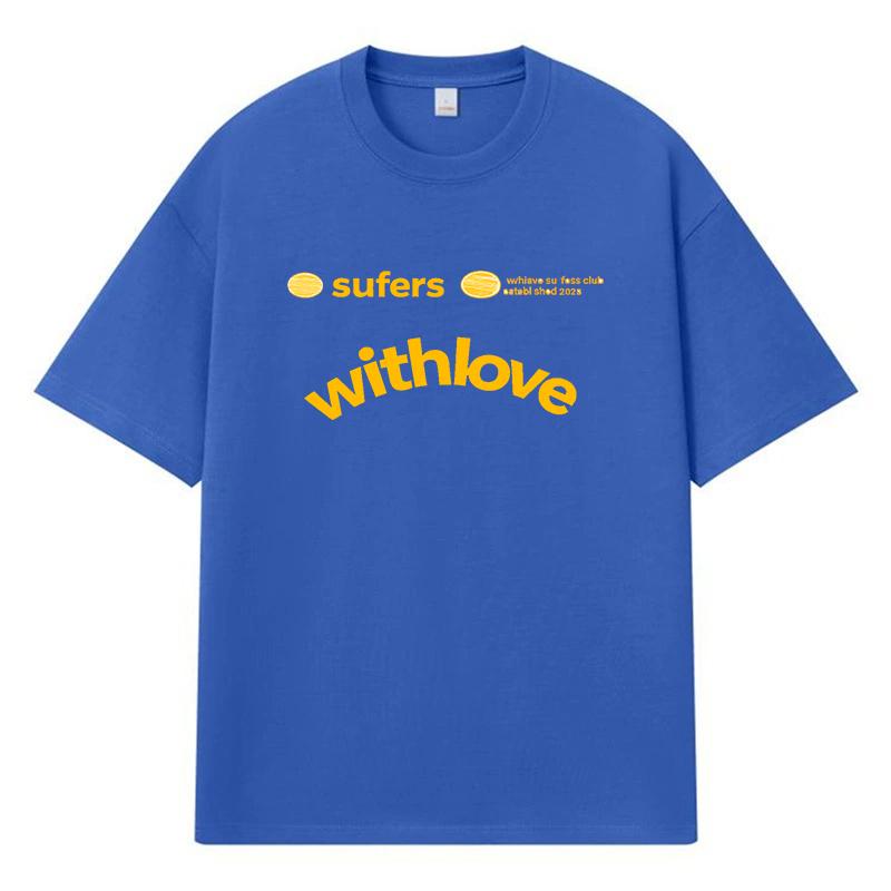 2026 Withlove Printed Graphic Streetwear Y2k Harajuku 100% Cotton T Shirt Casual Oversized Summer Men T-shirt