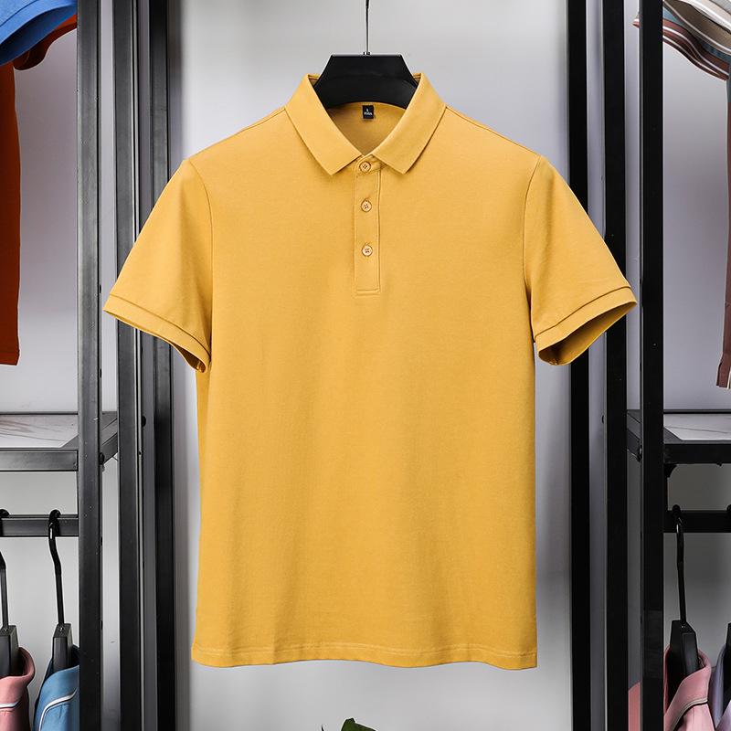 Modisches Poloshirt für Herren mittleren Alters, kurzärmeliges T-Shirt aus merzerisierter Perlbaumwolle, Sommer-Revers, Business-Casual-T-Shirt