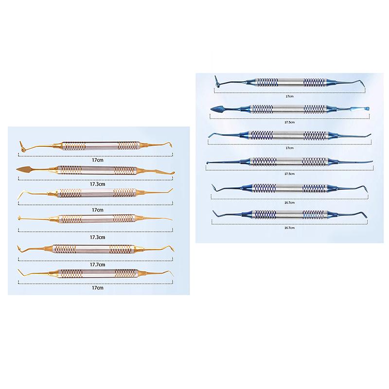 6Pcs Dental Composite Resin Filling Spatula Double Heads Mixing Carving Spatula Titanium Plated Head Filler