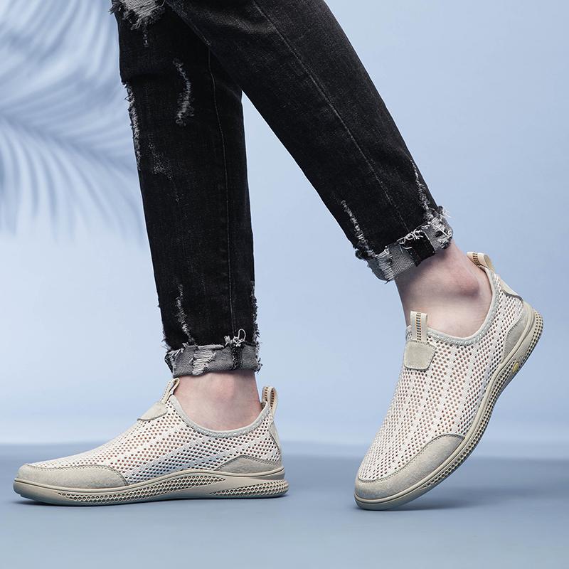Summer Flats Men's Casual Shoes Breathable Mesh Men's Shoes Outdoor Men Loafers Non-slip Sneakers Light Driving Shoes