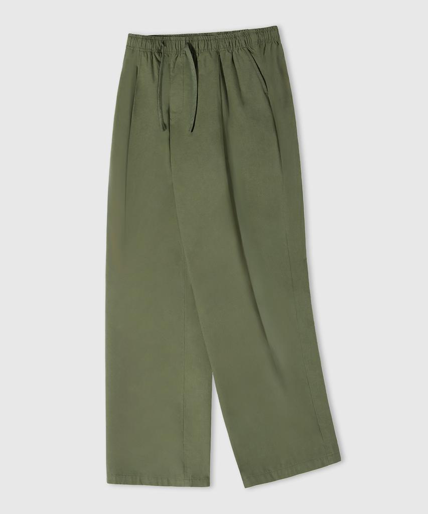 LEMAIN SECOND Linen-Like Elastic Waist Wide Pants [Light Khaki]