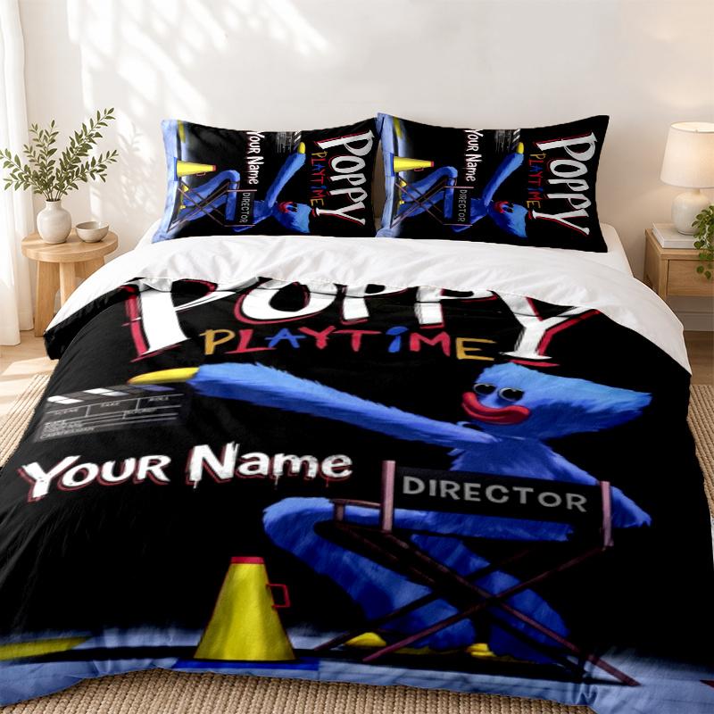 Poppy Playtime Custom Name 3pc set Perfect for bedroom use Comfortable bedding set includes a duvet cover and two pillowcases Ideal birthday or Christ