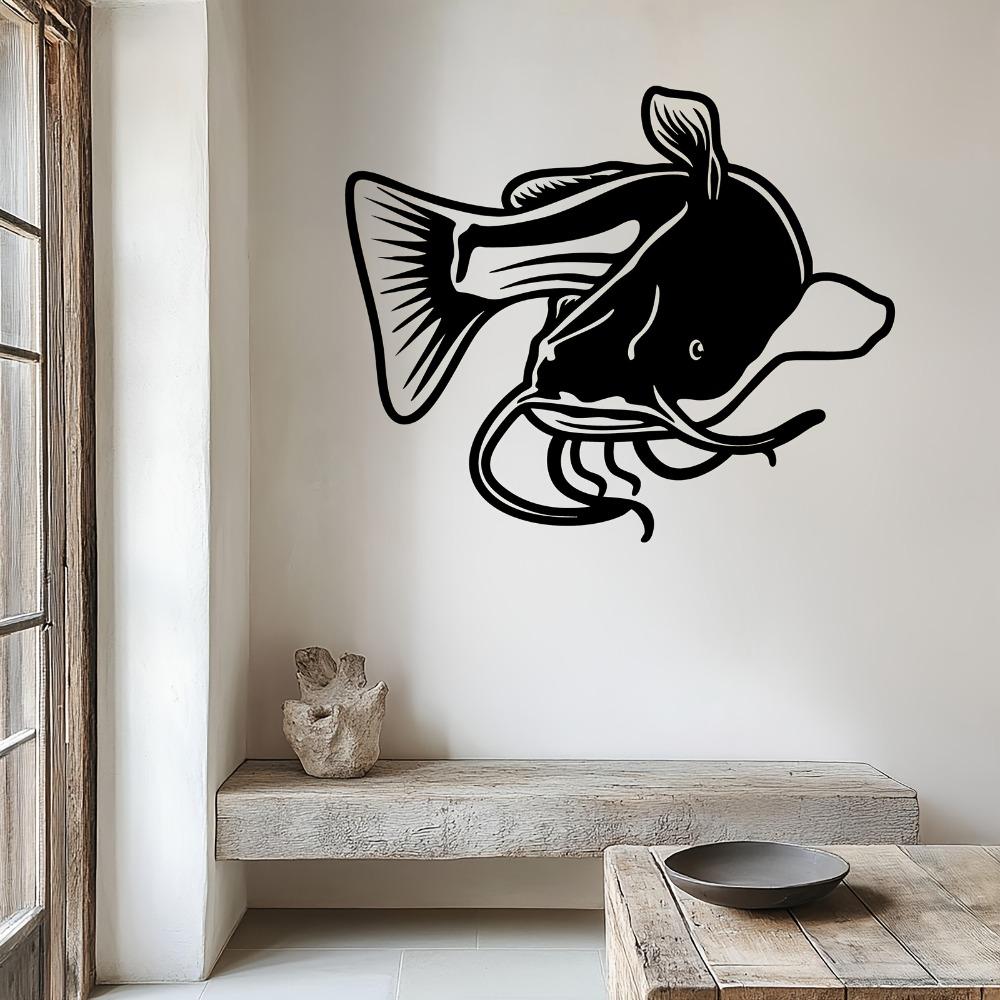 Metal Catfish Wall Art, Weatherproof Fish Sculpture Mural for Garden Fence, Housewarming Gift for Fishing Lovers, Backyard Summer Decor