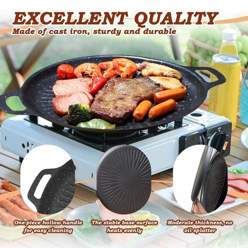 With Handles BBQ Grill Pan Heavy Duty Non-Stick Grill Pan New Round Griddle Pan  For Stove Tops