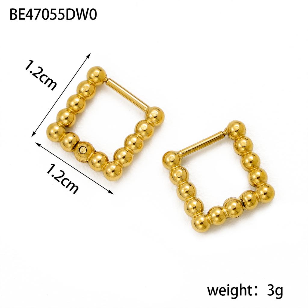 CARLIDANA New Trendy Earring Waterproof Tarnish Free 18K Gold Plated Dainty Bead Oval U Stainless Steel Hoop Earrings for Women