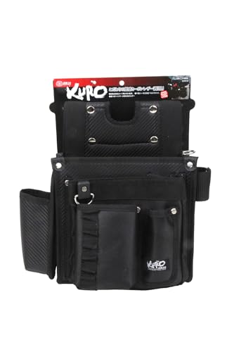 SK11 Black Temporary Frame Nail Bag with Bottom Reinforcement, Carbon Fiber Fabric, and Pleated Belt for Carabiners and Rings (SKC2-6BK)