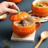 Cartoon Cute Ceramic Pumpkin Cup with Lid Breakfast Cup Dessert Soup Cup Oatmeal Cup Student Water Cup Mug
