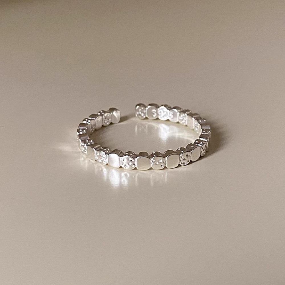 S sterling silver texture fine ring irregular temperament sweet simple cold wind ring jewelry