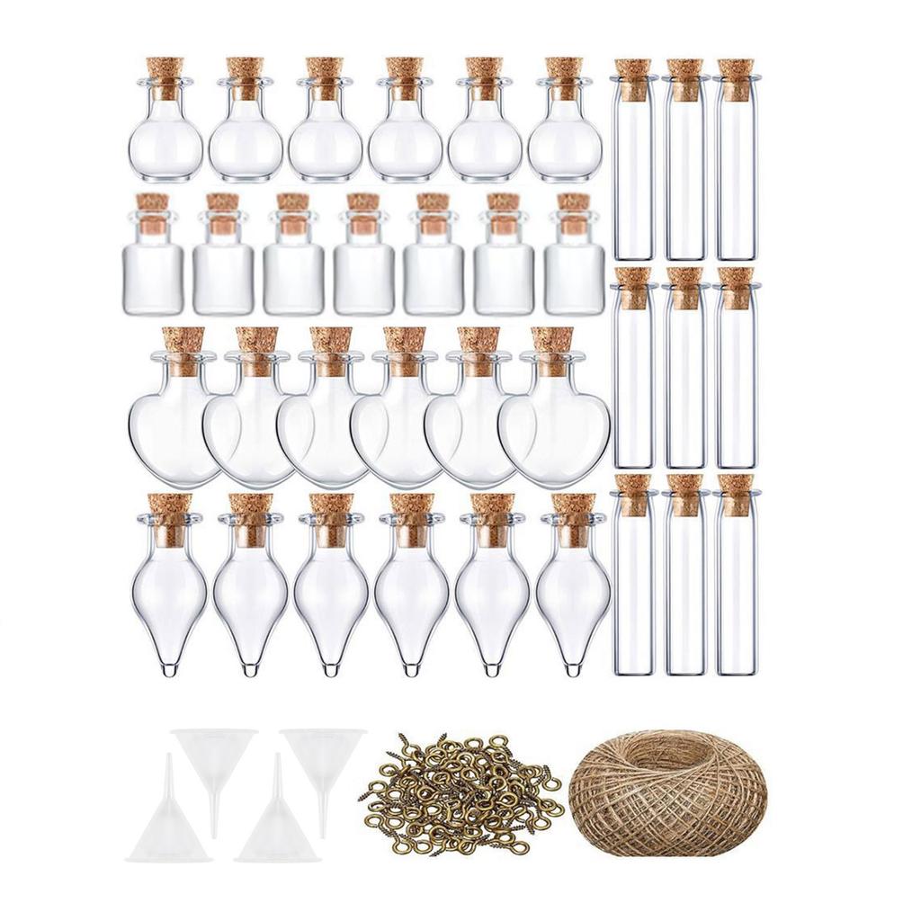 Clear Glass Mini Wishing Bottles Jars with Cork Stoppers Set for Craft Enthusiasts Art Projects Decors Party Favor