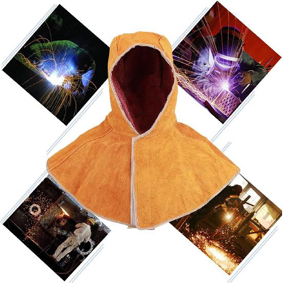 Leather Welding Hood Full Welding Helmet Welding Hood Cover Welding Protective Gear Welding Hat for Welding Neck Protector