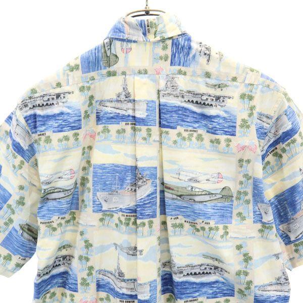 Reyn Spooner 90s Swimsuit Tag Reverse Print Short Sleeve Pullover Button Down Shirt Men's Used