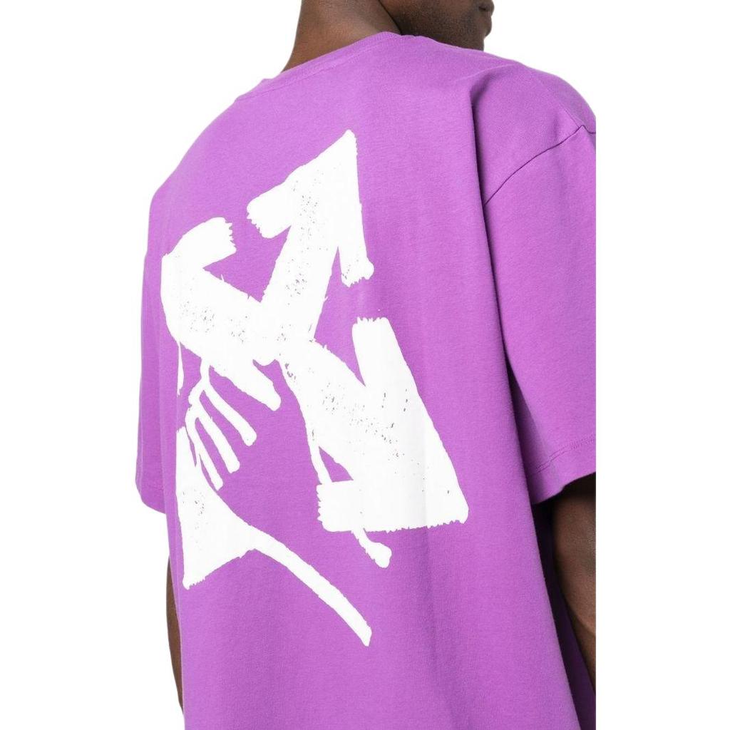Off-White Ss23 Geometric Logo Print Crew Neck Short Sleeve T-Shirt Men Tops Lavender OMAA038S23JER0033601