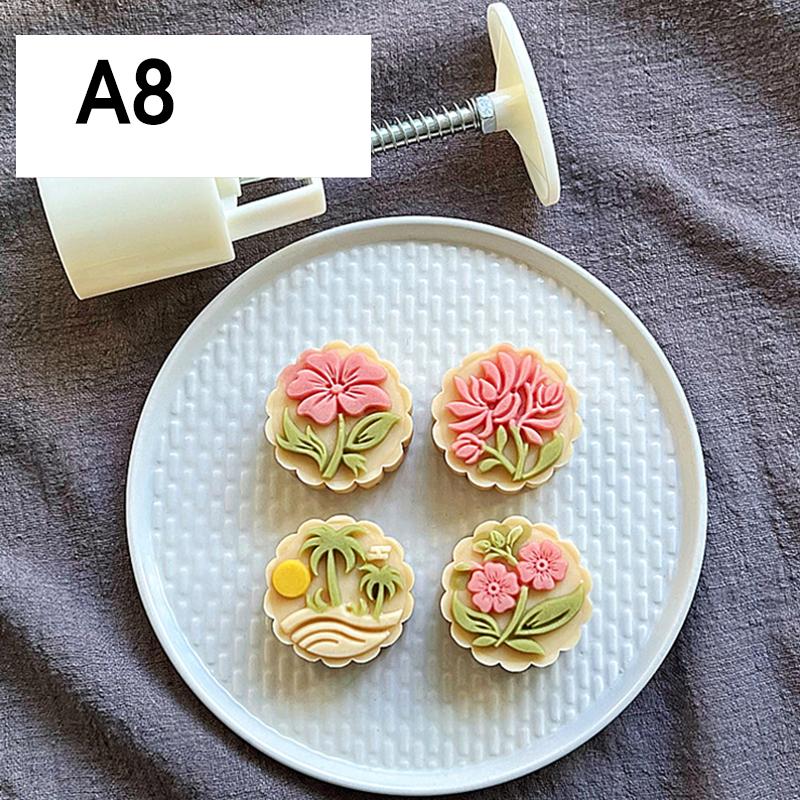 Mooncake Mold Flower Shape Mid-Autumn Festival Mold Plungers Pastry Fondant Decoration Tools