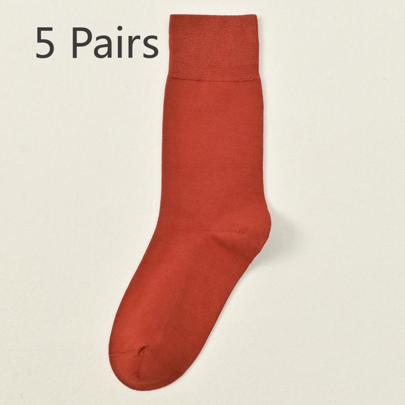 

5 пар женских носков-трубок чистого цвета с впитыванием пота и износостойкостью против просачивания 5 Pairs кирпич красный
