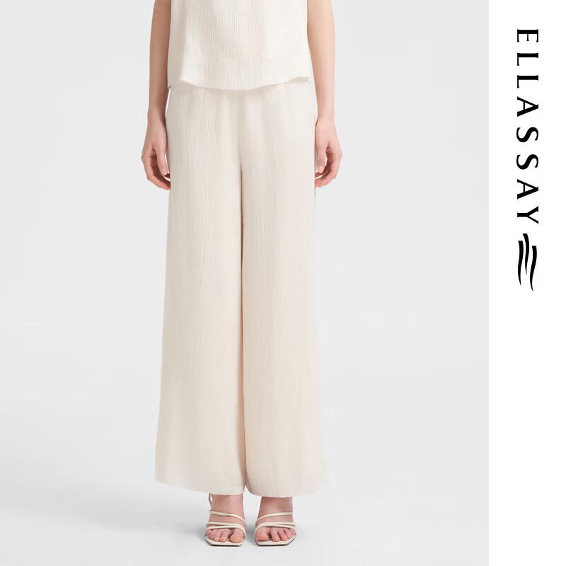 ELLASSAY Women's Micro-Pleated High-Waist Straight-Leg Casual Pants