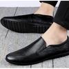 Men's Leather Casual Shoes Breathable Slip On Lazy Driving Shoes High-end Office Fashion Shoes