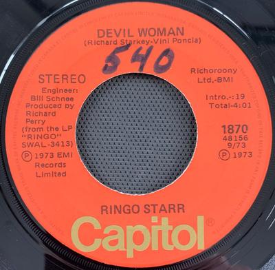 7inch Record RINGO STARR - You're Sixteen 1870 Capitol Records Canada Rock Used