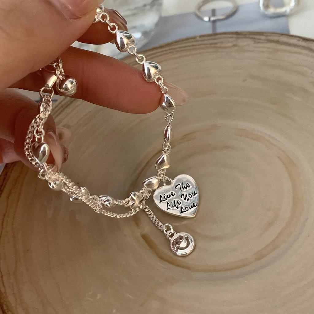Light luxury niche sterling silver heart bracelet with bell pendant2026New best friend jewelry, a gift for girls