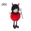 Thick Soft Halloween Doll Hanging Plush Witch with Lanyard, Cute Furry Pom And Black Cat Set Ball Ornament for Doors Windows Trees Party Decor Spooky