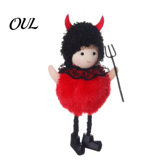 Thick Soft Halloween Doll Hanging Plush Witch with Lanyard, Cute Furry Pom And Black Cat Set Ball Ornament for Doors Windows Trees Party Decor Spooky