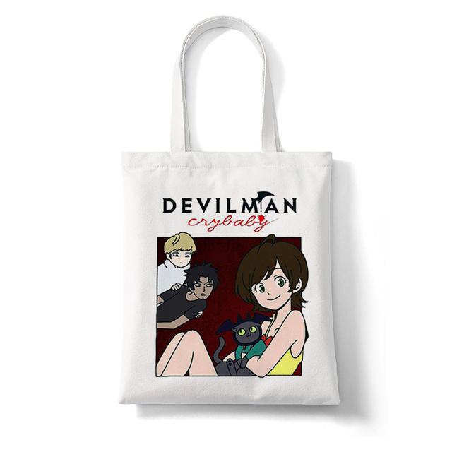 Devilman Crybaby аниме женская сумка для покупок в стиле Харадзюку большая сумка-тоут корейский стиль женская элегантная сумка холщовая сумка 24*26cm