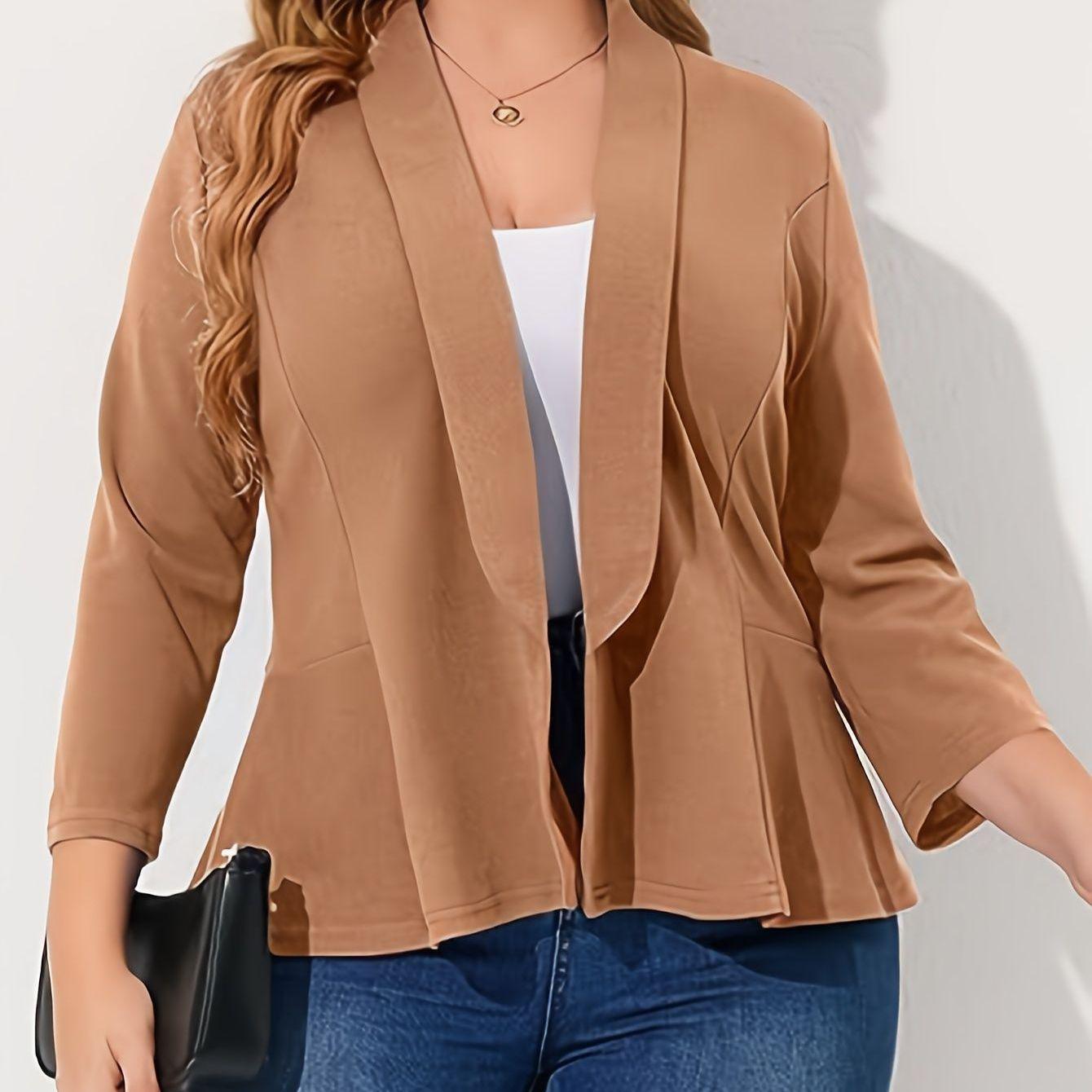 Women s Plus Size Ruffled Knit Blazer 0XL