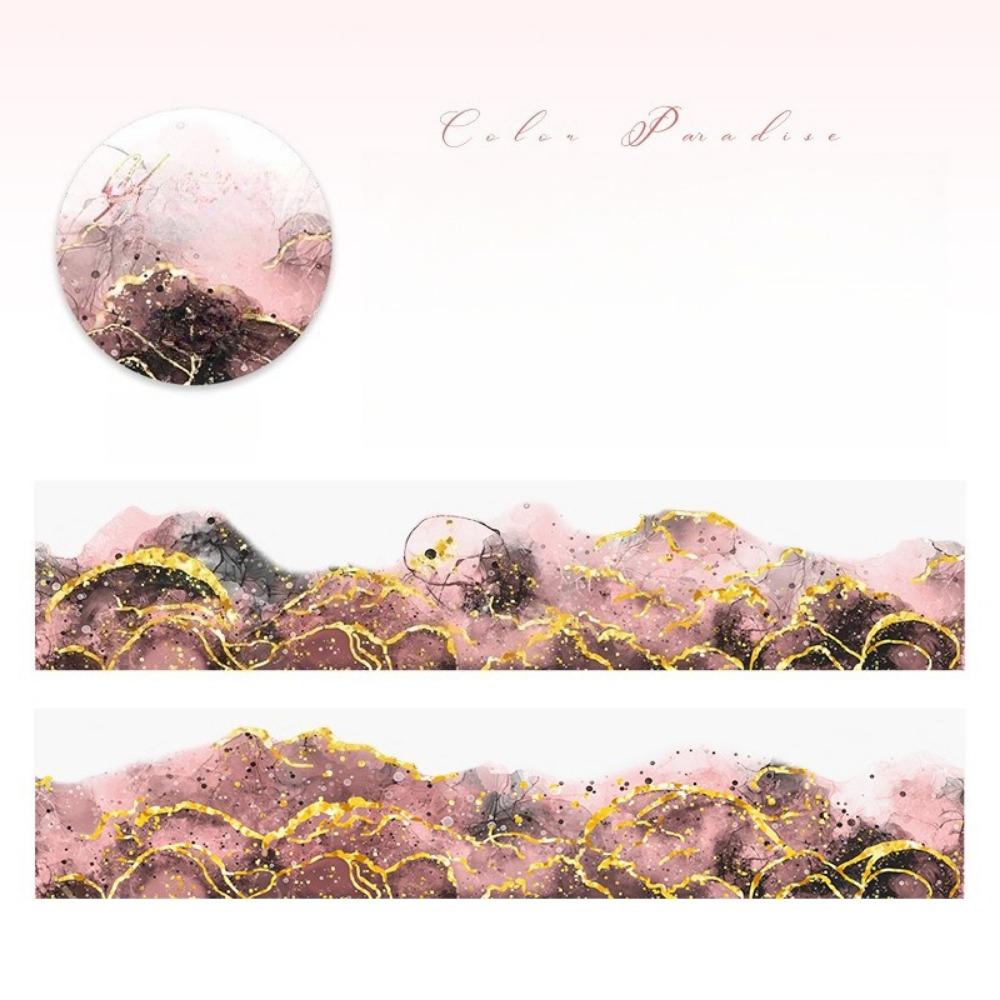 1PC watercolor smudging and bronzing PET tape, color paradise series handbook material decoration circular sticker