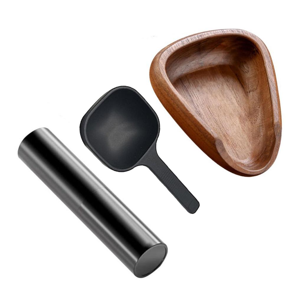 Holz Kaffeebohnen Dosierbecher mit Sprühflasche und Messlöffel Set, Multifunktionales Wiege-Dosier Tablett, für Kaffeebohnen Tee
