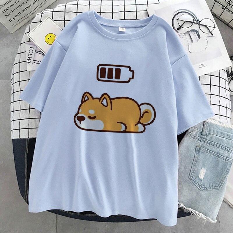 

Shiba Inu Футболка Женщины Судадерас Харадзюку Эстетический синий Топы Kawaii Повседневная футболка 2023 Новая летняя мода Женская футболка