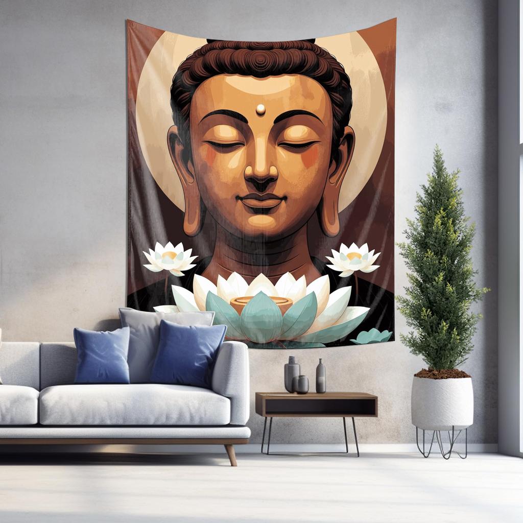 Lotus and Buddha Wall Decorative Hanging ClothPaintingTapestry