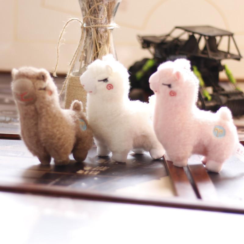 Cute Cartoon Alpaca Plush Toy Mini Fluffy Lamb Doll Keychain For Bags