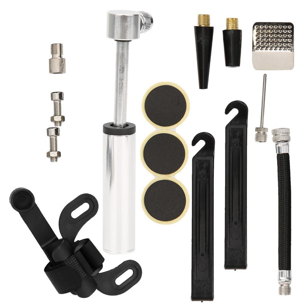 Bike Tire Repair Kit Mini Bike Pump Repair Kit Accessory for Road Mountain BikesSilver