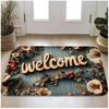 VIKAMA Vintage Floral Doormat, Non-Slip Wood-Grain Floor Mat for Entryways and Patios, Suitable for Bathroom and Porch Decor.