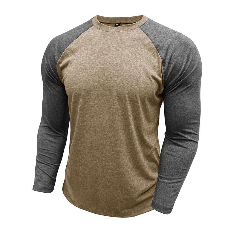 T-shirt casual da uomo a maniche lunghe raglan, vestibilità larga