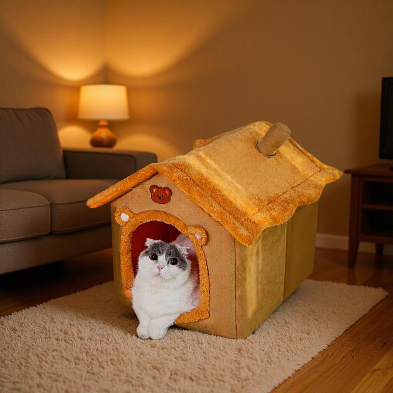 Four Seasons Warm Pet House: Removable & Washable Bed for Cats and Small Dogs