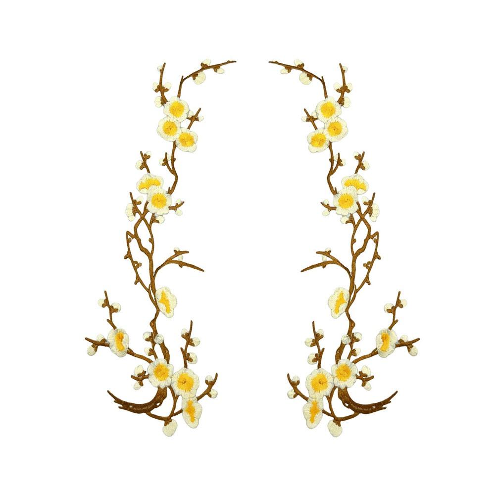 Hot Melt Adhesive Cherry Blossom Iron On Patches DIY Branch Embroidery Applique Clothing Repair