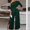 New Spring Women's Clothing, European and American Jumpsuits, Commuting High Waist Solid Color Wide Leg Jumpsuit