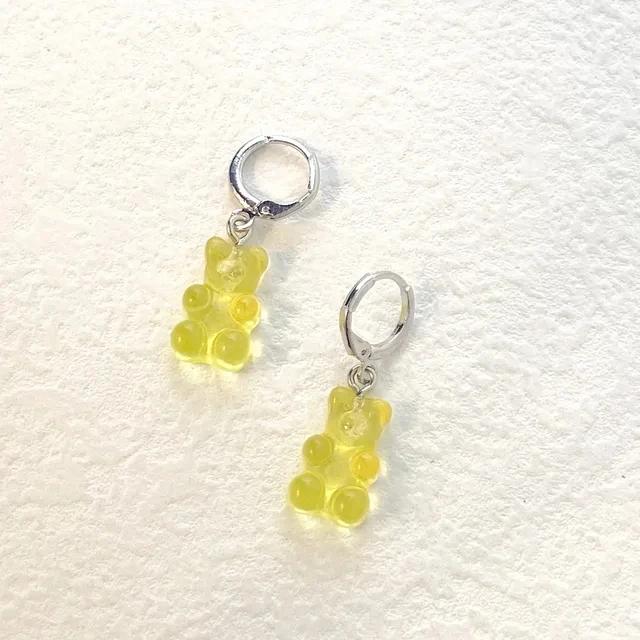 Cute Acrylic Candy Gummy Bear Dangle Earrings for Women Rainbow Bear CZ Hoop Earrings 2022 Korean Fashion Sweet Girl Zircon