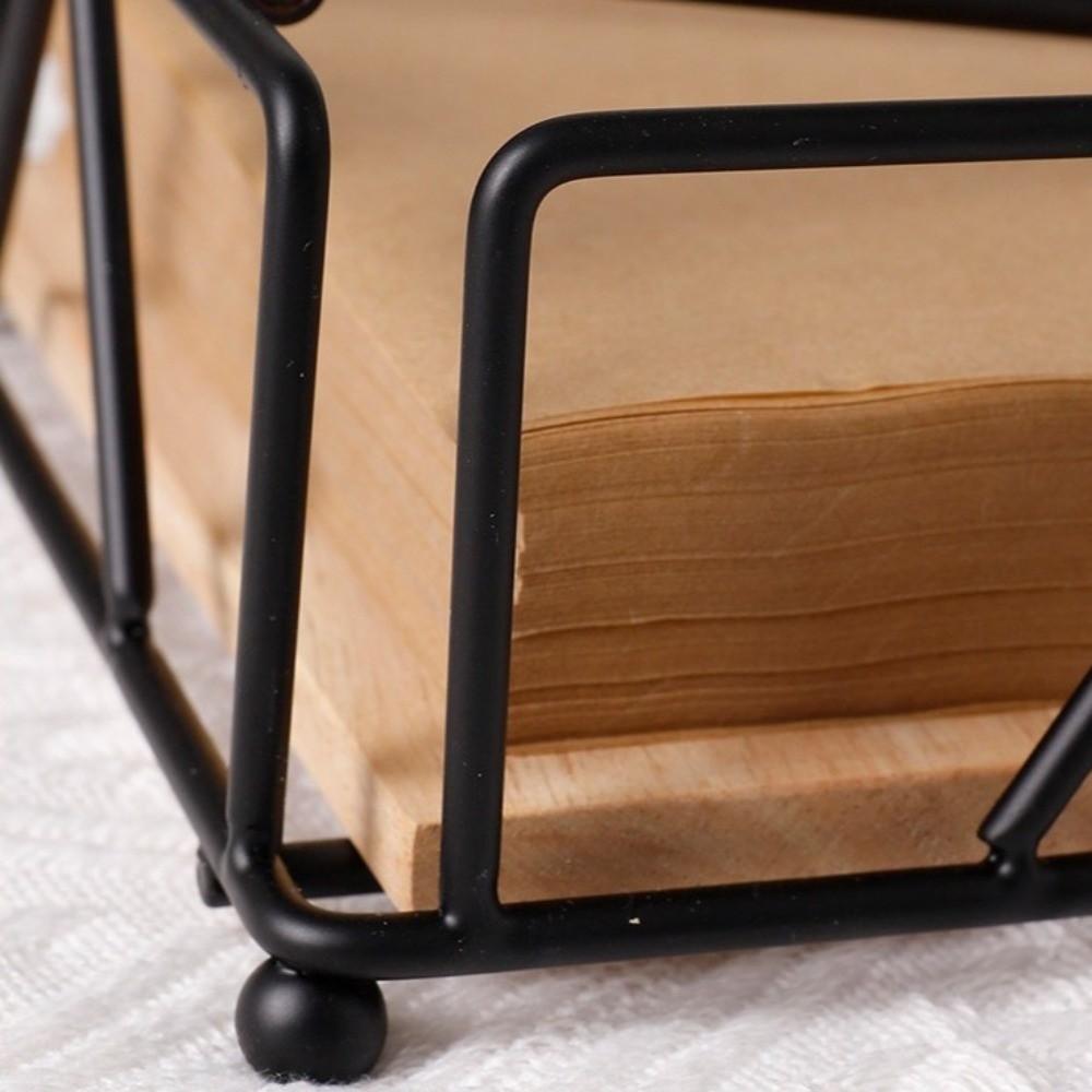 New Wood Base Iron Napkin Holder Modern Style Stable Countertop Napkin Organizer Napkin Organizer Table Decoration